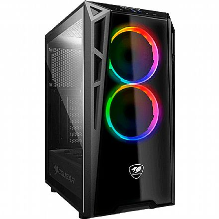 Gabinete - Gabinete Cougar Gaming Turret RGB - USB 3.0 - Mid Tower - Vidro Temperado - 2 Coolers Inclusos