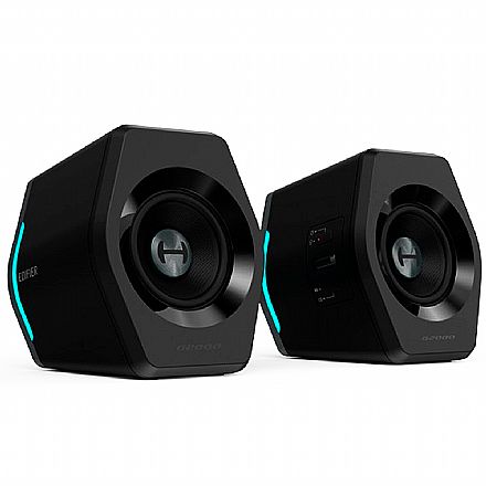 Caixa de Som - Caixa de Som 2.0 Edifier G2000 - 32W RMS - Bluetooth, USB, Auxiliar, RGB, Equalizador - Preta