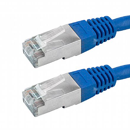 Cabo de rede - Cabo de Rede FTP (Patch Cord) RJ45 Cat 5e - Blindado - 2 metros - Azul - Chip SCE 018-1074