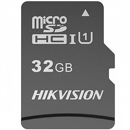 Cartão de Memória - Cartão 32GB MicroSD com Adaptador SD - Classe 10 - Velocidade até 92MB/s - Hikvision HS-TF-C1STD-32G-A