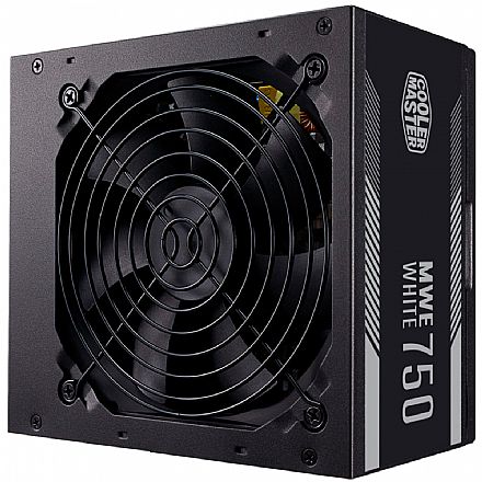 Fonte - Fonte 750W Cooler Master MWE - PFC Ativo - Eficiência 80% - 80 PLUS® White - MPE-7501-ACAAW-WO