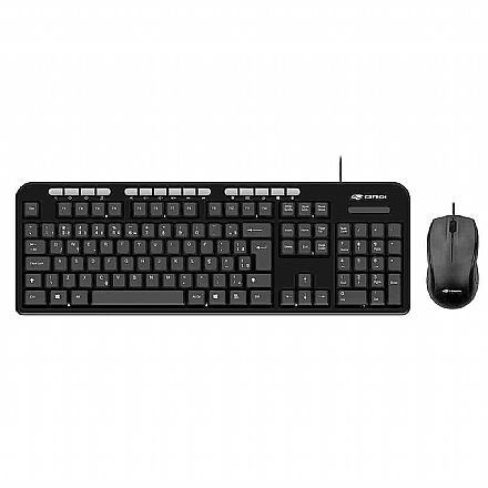 Kit Teclado e Mouse - Kit Teclado e Mouse USB C3Tech KT-100BK - ABNT2 - 1600dpi - Teclas Multimídia