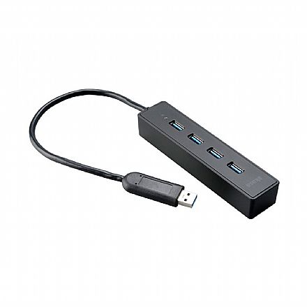 Cabo & Adaptador - HUB USB 3.0 - 4 Portas - Super Speed - Akasa AK-HB-08BK