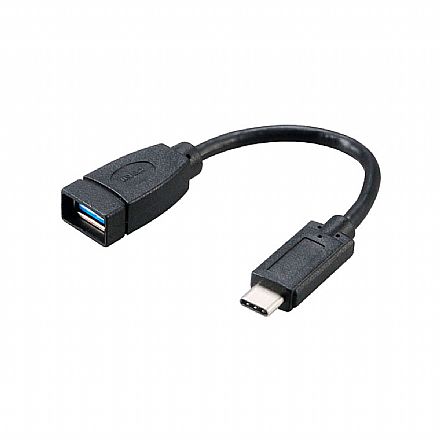 Cabo & Adaptador - Cabo Adaptador Conversor USB-C para USB 3.0 Fêmea - 15 cm - Akasa AK-CBUB30-15BK