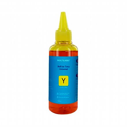 Cartucho - Refil de Tinta Multilaser RF020 - 100ML - Amarelo - Universal - para impressoras tanque de tinta