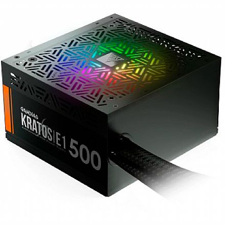 Fonte - Fonte 500W Gamdias Kratos - RGB - Eficiência 80% - E1-500W