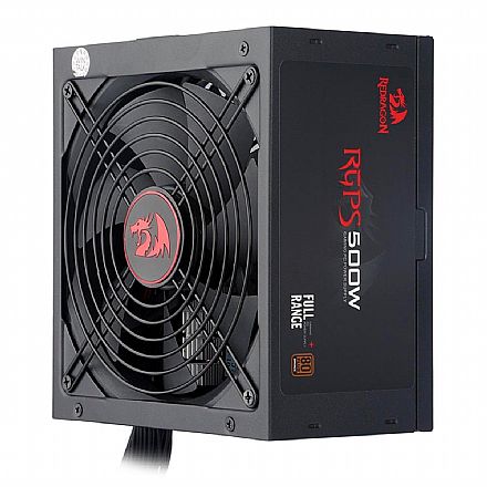 Fonte - Fonte 500W Redragon RGPS-500W - PFC Ativo - Eficiência 80% - 80 Plus Bronze - GC-PS001