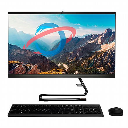 Computador All in One - Computador All in One Lenovo IdeaCentre A340-24IWL - Tela 23.8" Full HD, Intel i5, 4GB, HD 1TB, Windows 10 - Preto