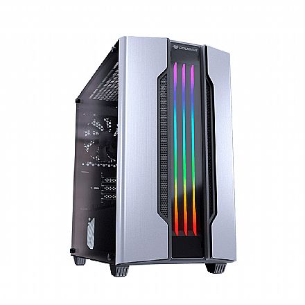 Gabinete - Gabinete Gamer Cougar Gemini M Silver - Mini Tower - LED RGB - Janela Lateral em Vidro Temperado - 385TMB0.0002