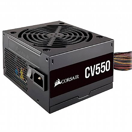 Fonte - Fonte 550W Corsair CV550 - PFC Ativo - 85% Eficiência - 80 PLUS® Bronze - CP-9020210-BR