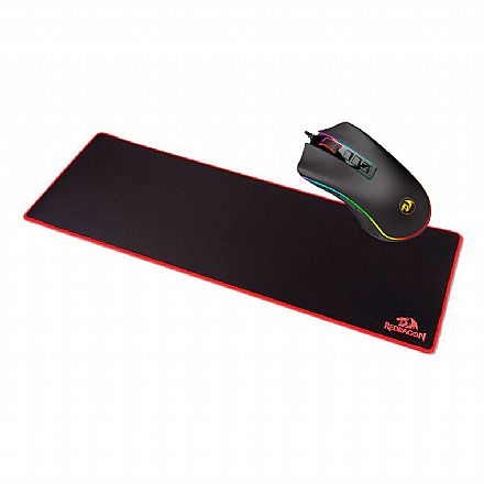 Kit Teclado e Mouse - Kit Gamer Redragon - Mouse Cobra Chroma + Mousepad Suzaku Extended