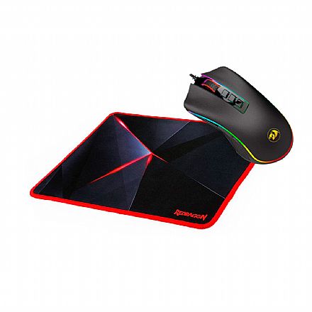 Kit Teclado e Mouse - Kit Gamer Redragon - Mouse Cobra Chroma + Mousepad Capricorn Medium
