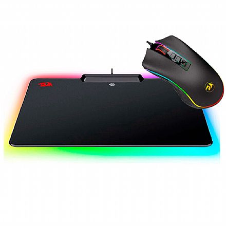 Kit Teclado e Mouse - Kit Gamer Redragon RGB - Mouse Cobra Chroma + Mousepad Epeius RGB