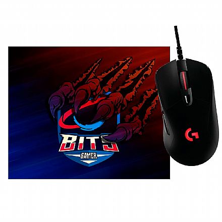 Kit Teclado e Mouse - Kit Gamer Mouse G403 Prodigy Logitech + Mousepad Bits Raptor Grande