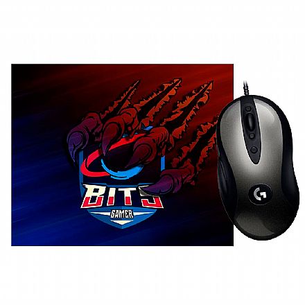 Kit Teclado e Mouse - Kit Gamer Mouse MX518 Legendary HERO 16K Logitech + Mousepad Bits Raptor Grande