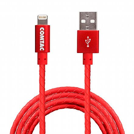 Acessorios de telefonia - Cabo Lightning para USB - com Certificação MFI - 1 metro - Vermelho - Comtac 9369