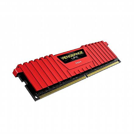 Memória para Desktop - Memória 8GB DDR4 2666MHz Corsair LPX - Latência CL15 - Vermelho - CMK8GX4M1A2666C16R