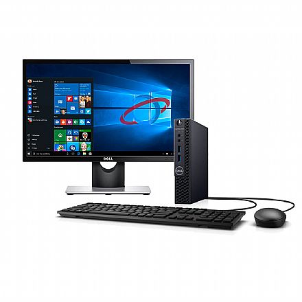 Computador - Computador Dell Optiplex 3070 Micro - Intel i3 8100T, 8GB, SSD 240GB, Monitor 21.5", Kit Teclado + Mouse - Windows 10 Professional - Garantia 90 dias - Outlet