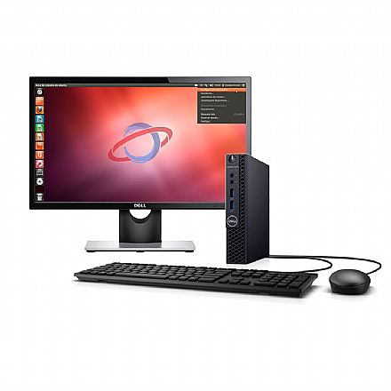 Computador - Computador Dell Optiplex 3070 Micro - Intel i3 8100T, 8GB, HDD 500GB, Monitor 21.5", Kit Teclado + Mouse - Linux - Garantia 90 dias - Outlet