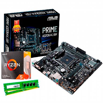 Kit Upgrade - Kit Upgrade AMD Ryzen™ 5 3500X + Asus Prime A320M-K/BR + Memória 8GB DDR4