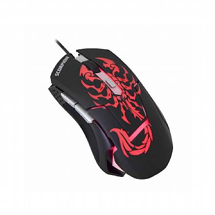 Mouse - Mouse Gamer K-Mex Scorpion MO-T336 - 3200dpi - com LED RGB - 6 Botões