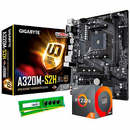 Kit Upgrade - Kit Upgrade AMD Ryzen™ 5 3600 + Gigabyte GA-A320M-S2H + Memória 8GB DDR4