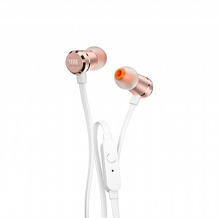 Fone de Ouvido - Fone de Ouvido Intra-Auricular JBL Tune 290 - com Microfone - Conector P2 - Rose Gold - JBLT290RGD