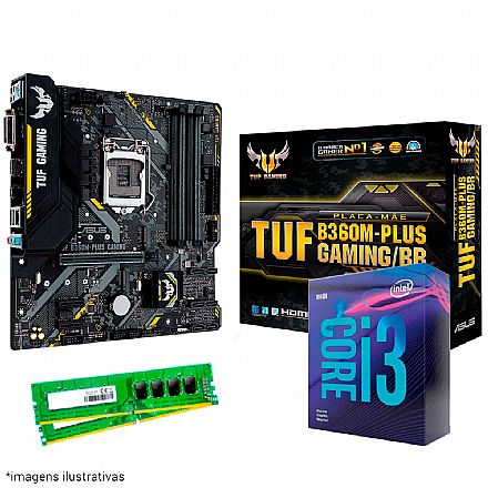 Kit Upgrade - Kit Upgrade Processador Intel® Core™ i3 9100F + Placa Mãe Asus TUF B360M-PLUS GAMING/BR + Memória 8GB DDR4