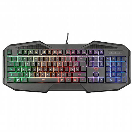 Teclado - Teclado Gamer Trust GXT 830-RW Avonn - LED Rainbow - Anti-Ghosting - USB - 21621