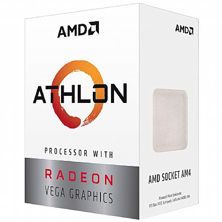 Processador AMD - AMD Athlon 3000G Dual Core - 4 Threads - 3.5GHz - Cache 4MB - AM4 - TDP 35W - YD3000C6FBBOX