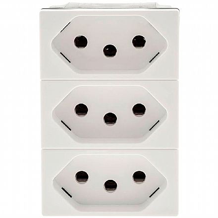 Tomada - Módulo Tomada Legrand Pial Plus+ - Triplex - 2P+T - 10A/250V - Branco - sem Placa - 615043BC