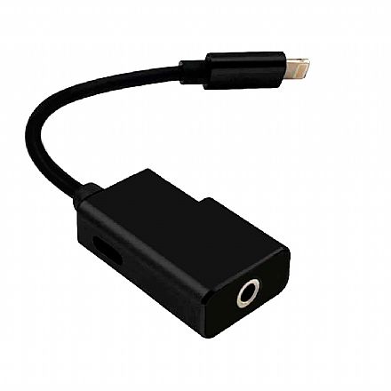 Acessorios de telefonia - Adaptador Lightning 2 em 1 - Fone P2 3,5mm + Carregador - Para iPhone