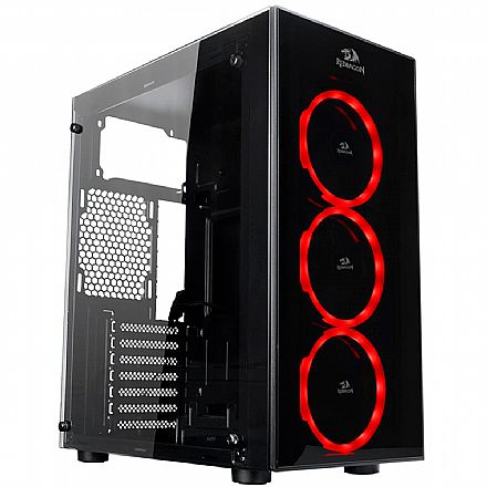 Gabinete - Gabinete Gamer Redragon Thundercracker GC-605 - LED ARGB - Lateral e Frontal em Vidro - Mid Tower - Preto