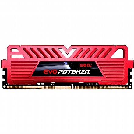 Memória para Desktop - Memória 8GB DDR4 3000MHz Geil EVO Potenza - CL16 - Vermelho - GAPR416GB3000C16ADC