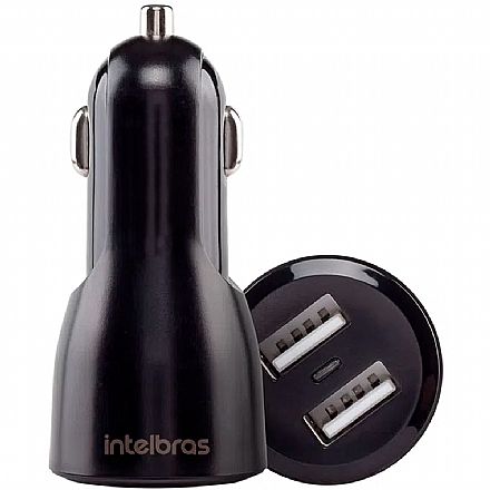 Carregadores - Carregador Veicular USB - com 2 portas USB - 2.4A - Universal - Intelbras ECV2 Fast