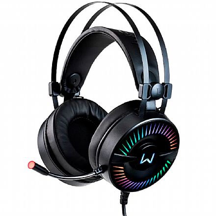 Fone de Ouvido - Headset Gamer Warrior Flamma PH306 - Com Microfone - LED RGB - Conector USB - Preto