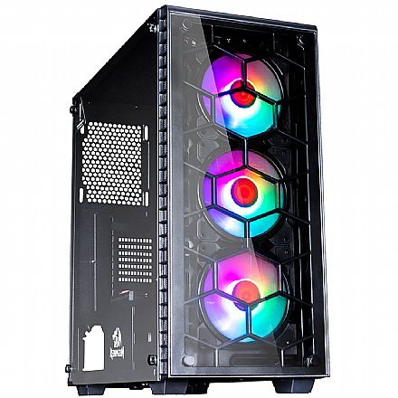 Gabinete - Gabinete Gamer Redragon Diamond Storm Pro GC-903 - RGB - Lateral e Frontal em Vidro Temperado - Mid Tower - Preto