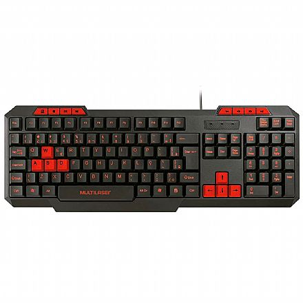 Teclado - Teclado Gamer Multilaser Slim - Teclas Direcionais em Vermelho - TC242