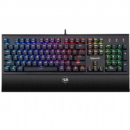 Teclado - Teclado Mecânico Gamer Redragon Dark Aryaman V2 - ABNT2 - Iluminação RGB Chroma - Switch Redragon Azul - K569RGB-V2