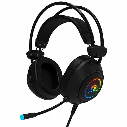 Fone de Ouvido - Headset Gamer Fortrek Crusader - LED RGB - Conector USB e P3 - Preto - 70555