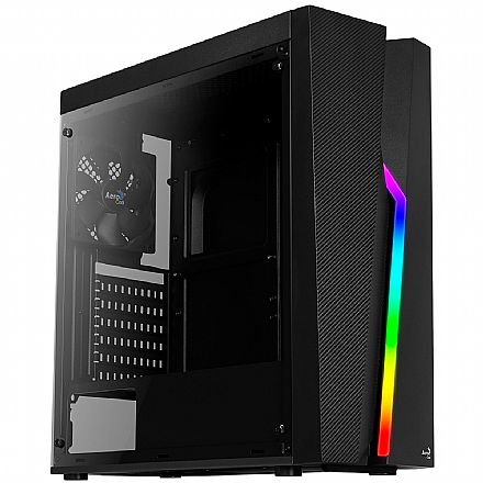 Gabinete - Gabinete Gamer Aerocool Bolt - RGB - Lateral em Acrílico - Mid Tower - Preto