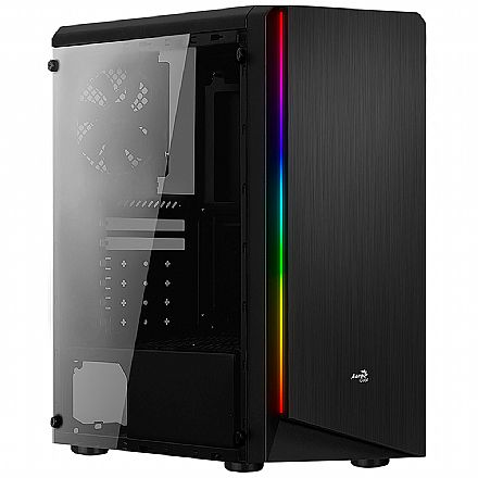 Gabinete - Gabinete Gamer Aerocool Rift - RGB - Lateral em Acrílico - Mid Tower - Preto - *Liquidação peça com pequena avaria