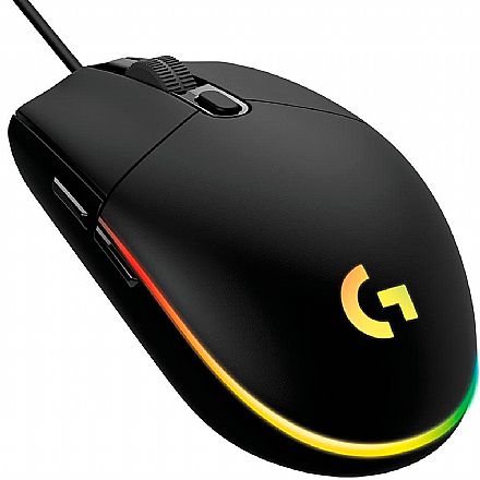 Mouse - Mouse Gamer Logitech G203 RGB Lightsync - G HUB - 8000dpi - 6 Botões - Preto - 910-005793