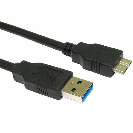Cabo & Adaptador - Cabo USB 3.1 para HD Externo - 1,2 metros - USB para USB Micro B - 5GB/s - Preto - Chip Sce 018-7707