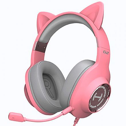 Fone de Ouvido - Headset Gamer Edifier G2 II Over-Ear - LED RGB - Som Virtual 7.1 Surround - Conector USB - com Microfone - Rosa - G2II-PK