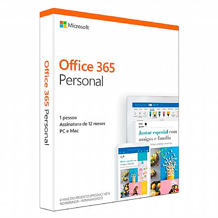 Software - Microsoft Office 365 Personal - Licença Anual para 1 usuário - 1 TB de Armazenamento One Drive - 1 PC ou Mac + 1 Tablet ou Smartphone - QQ2-01017