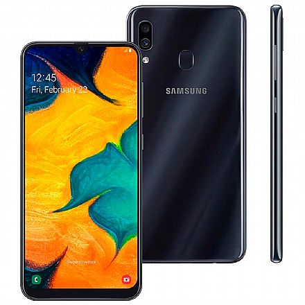 Smartphone - Smartphone Samsung Galaxy A30 - Tela 6.4" - 64GB - TV Digital - Dual Chip - Câmera Dupla 16MP - Preto - SM-A305GT/DT
