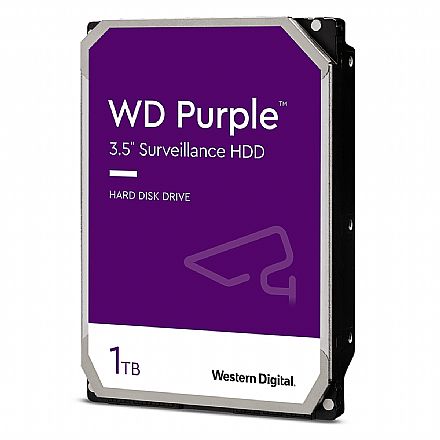 HD (Disco Rígido) - HD 1TB SATA - 5400RPM - 64MB Cache - Western Digital Purple Surveillance - WD10PURX - Ideal para Vigilância