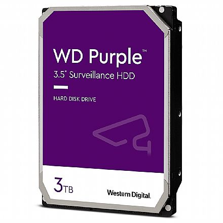 HD (Disco Rígido) - HD 3TB SATA - 5400RPM - 64MB Cache - Western Digital Purple Surveillance - WD30PURX - Ideal para CFTV