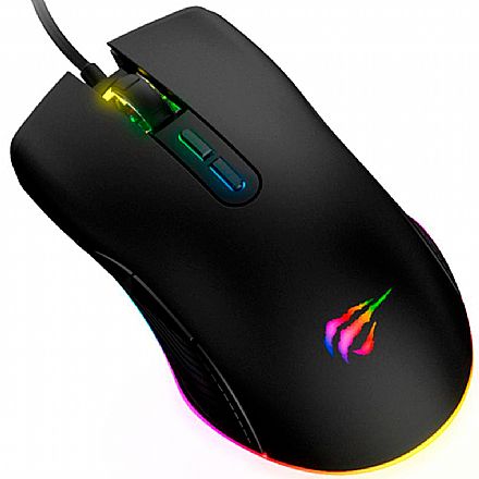 Mouse - Mouse Gamer Havit MS877 - 2.400dpi - 7 Botões - USB - com LED RGB - Preto - HV-MS877